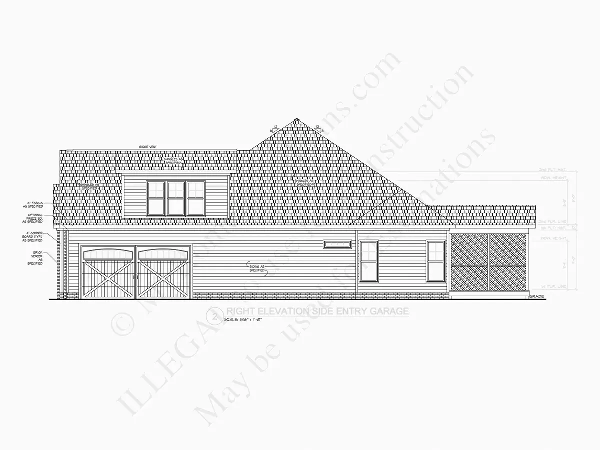 Fațade 13 – Proiect de casa parter cu mansardă 263 m²: 3 Dormitoare, 3 Bai, Bucatarie deschisa, Garaj — 85125R