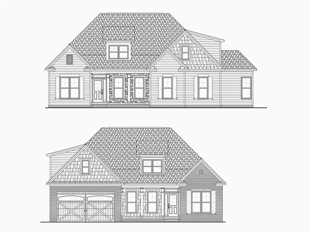Fațade 11 – Proiect de casa parter cu mansardă 263 m²: 3 Dormitoare, 3 Bai, Bucatarie deschisa, Garaj — 85125R