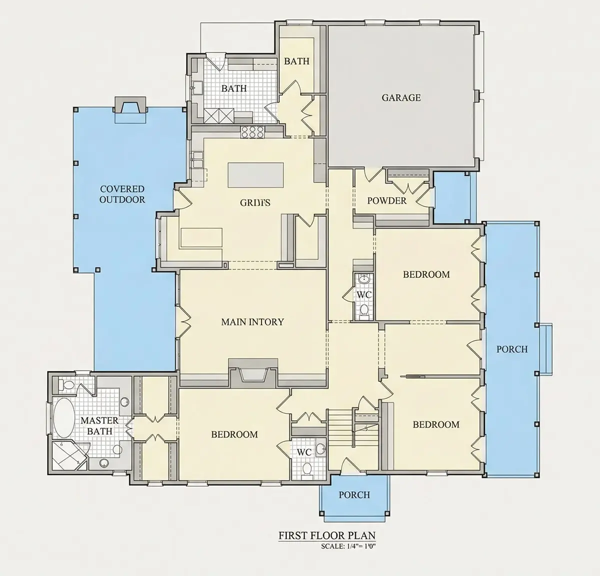 Parter 10 – Proiect de casa cu etaj 565 m²: 6 Dormitoare, 7 Bai, Garaj — 25088R