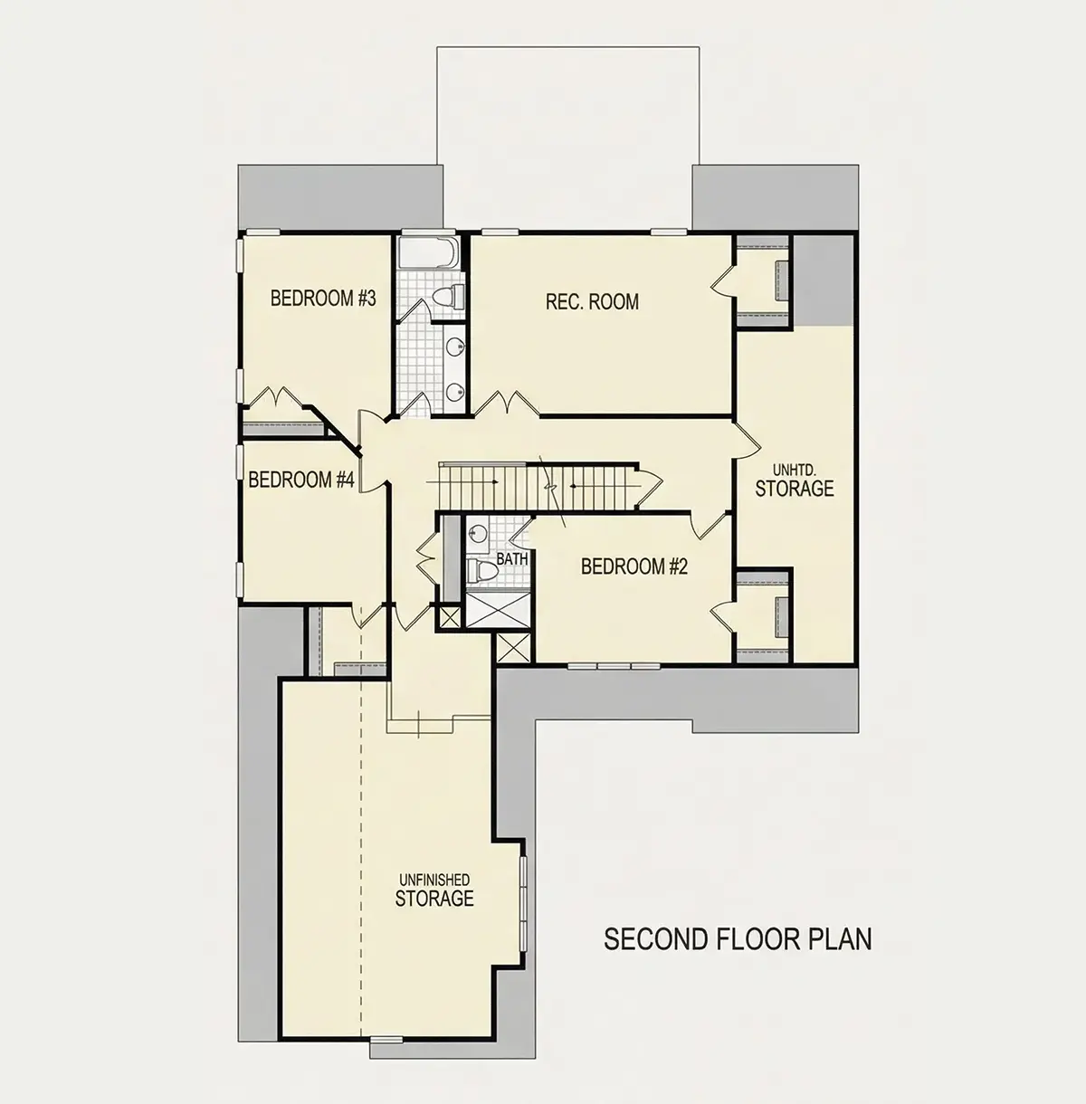 Etaj 1 10 – Proiect de casa cu etaj 292 m²: 4 Dormitoare, 4 Bai, Bucatarie deschisa, Garaj — 77487R