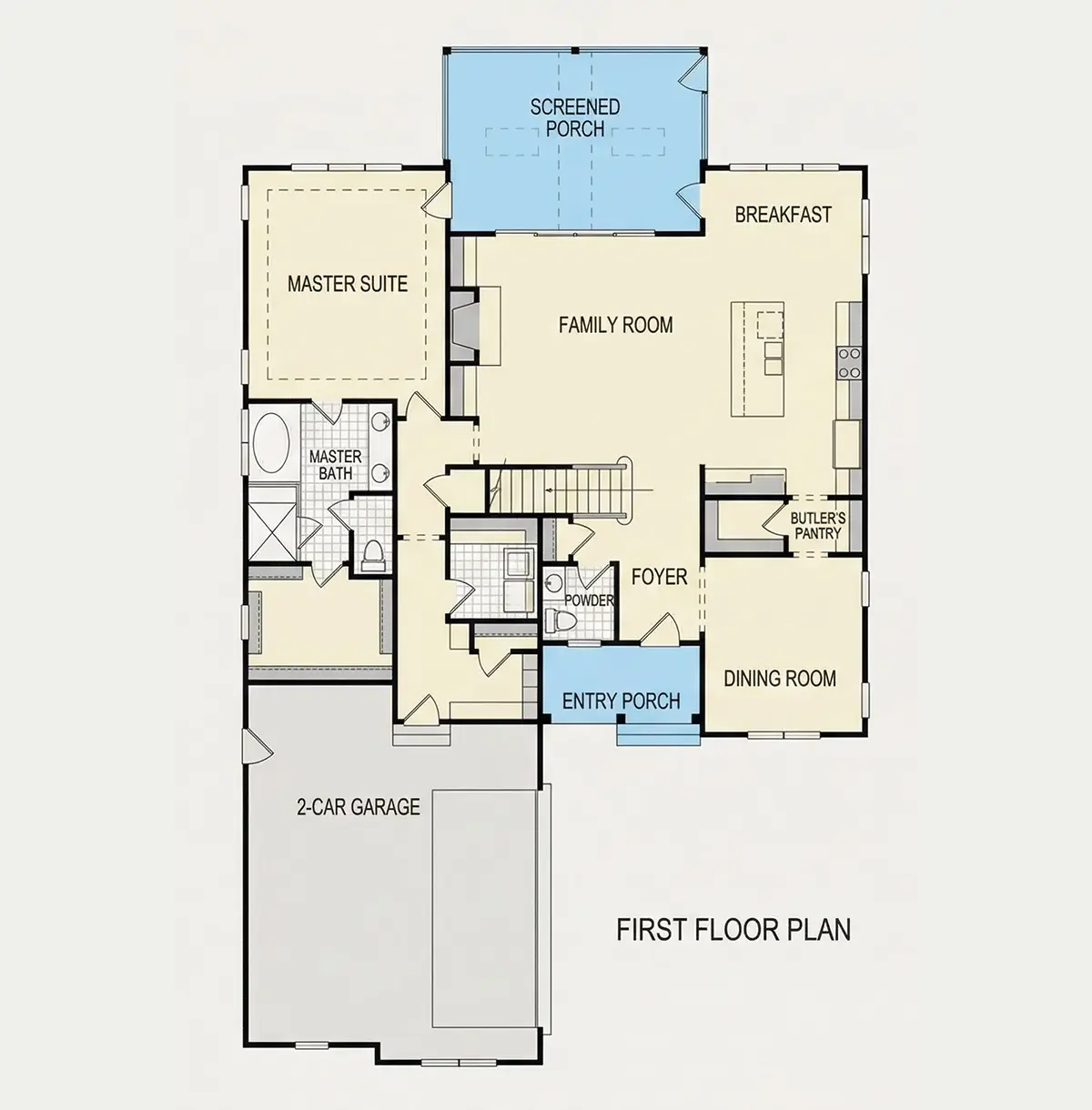 Parter 9 – Proiect de casa cu etaj 292 m²: 4 Dormitoare, 4 Bai, Bucatarie deschisa, Garaj — 77487R