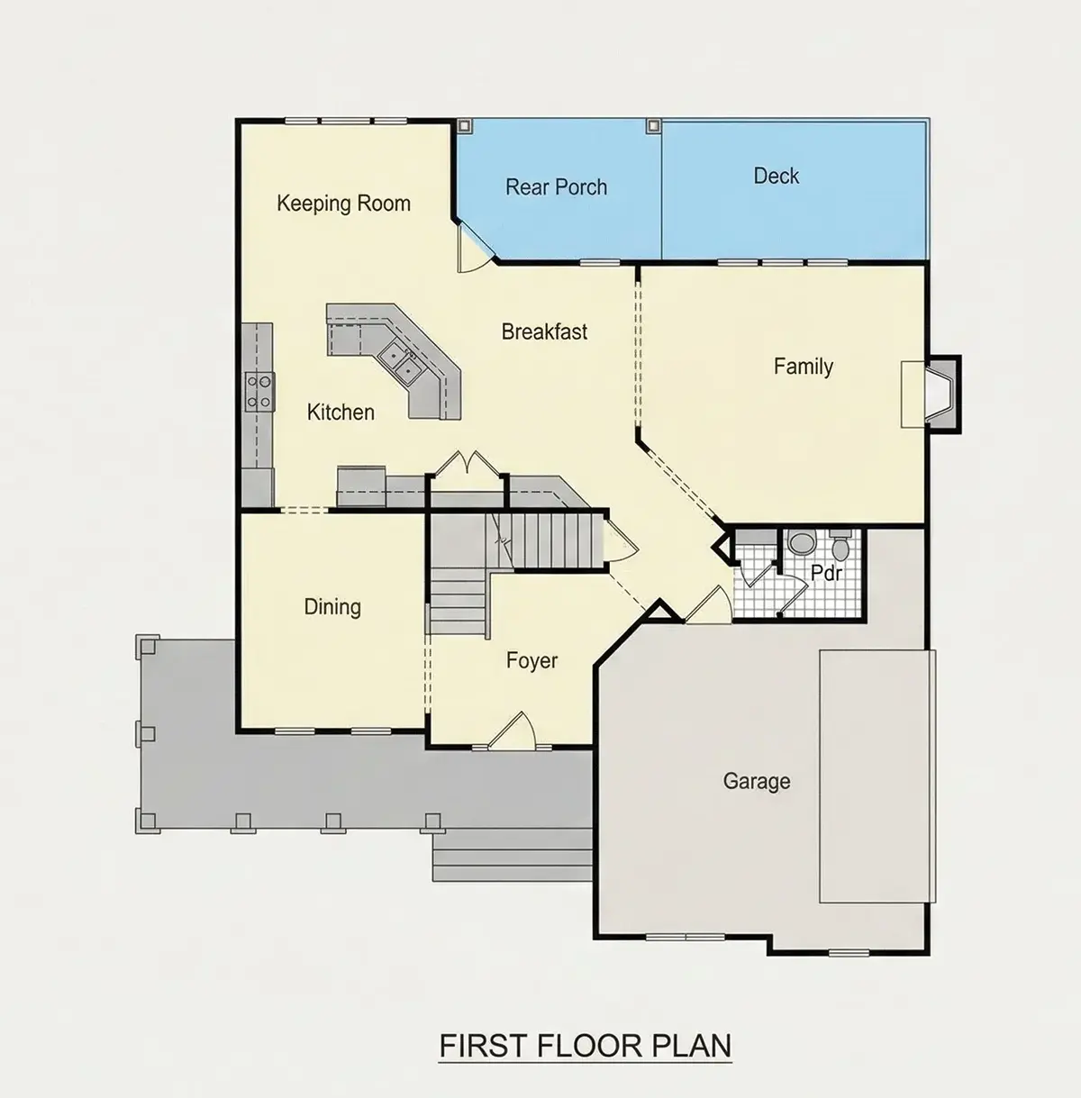 Parter 25 – Proiect de casa cu etaj 247 m²: 3 Dormitoare, 3 Bai, Bucatarie deschisa, Garaj — 83552R