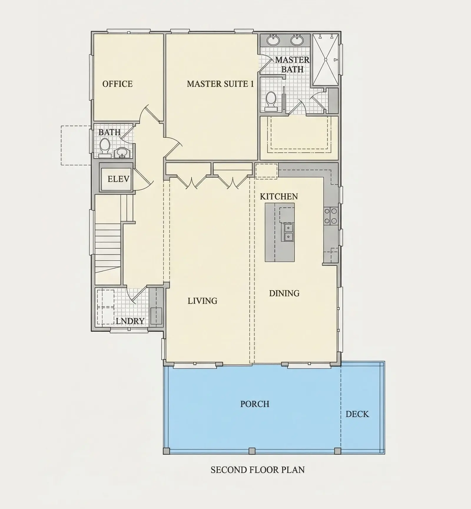 Etaj 1 9 – Proiect de casa cu 2 etaje 567 m²: 6 Dormitoare, Birou, 4 Bai, Bucatarie deschisa, Garaj — 55440R