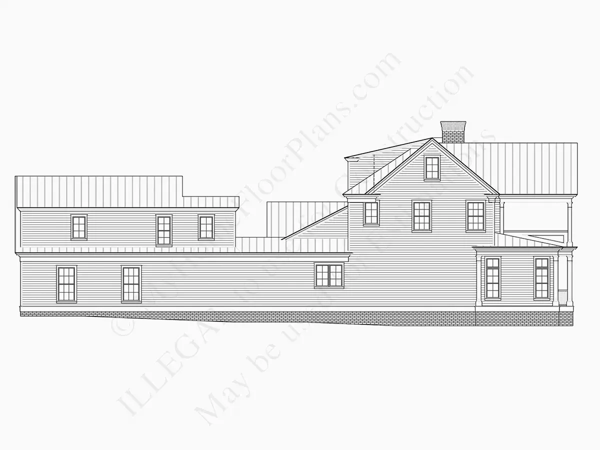 Fațade 6 – Proiect de casa cu etaj 466 m²: 4 Dormitoare, Birou, 6 Bai, Bucatarie deschisa, Garaj — 10656R
