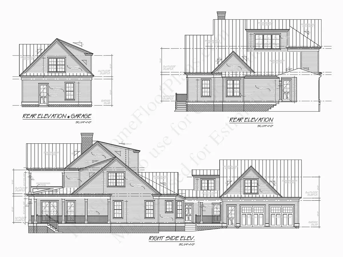 Fațade 10 – Proiect de casa cu etaj 466 m²: 4 Dormitoare, Birou, 6 Bai, Bucatarie deschisa, Garaj — 10656R