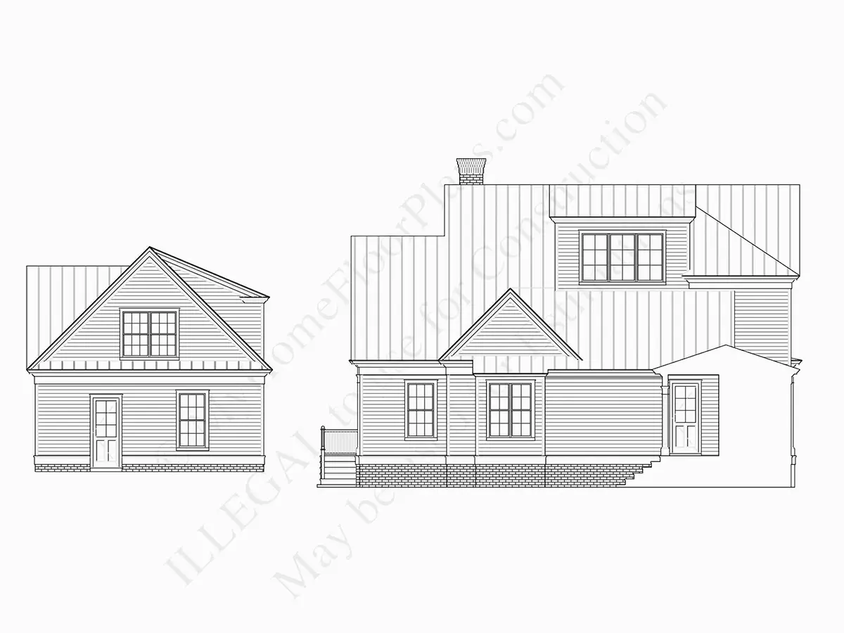 Fațade 7 – Proiect de casa cu etaj 466 m²: 4 Dormitoare, Birou, 6 Bai, Bucatarie deschisa, Garaj — 10656R