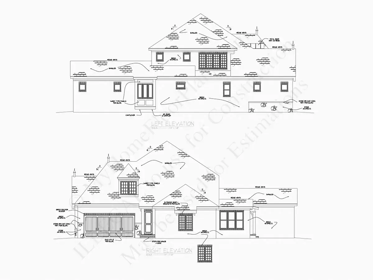Fațade 24 – Proiect de casa cu etaj 391 m²: 5 Dormitoare, 6 Bai, Bucatarie deschisa, Garaj — 11740R