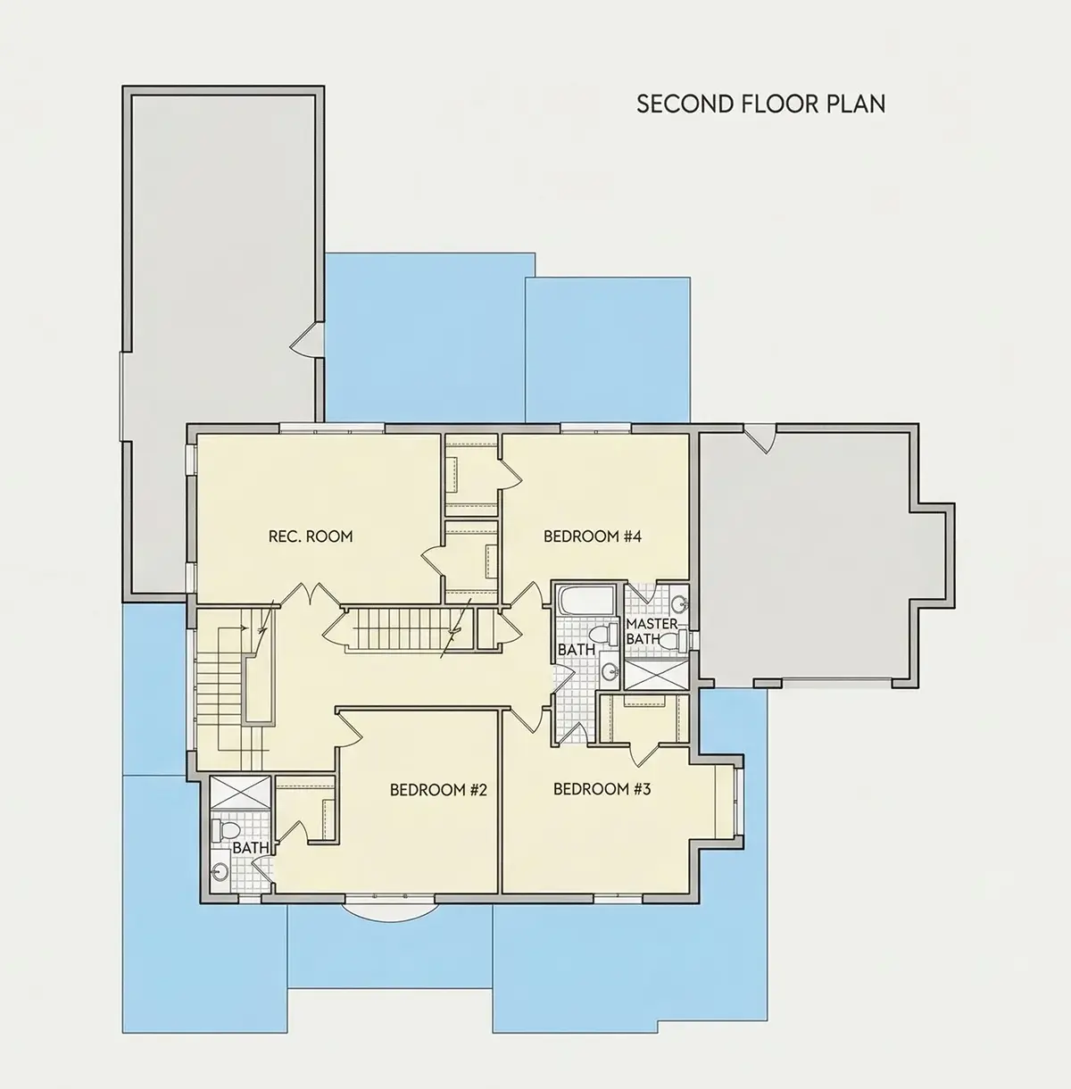 Etaj 1 27 – Proiect de casa cu etaj 391 m²: 5 Dormitoare, 6 Bai, Bucatarie deschisa, Garaj — 11740R