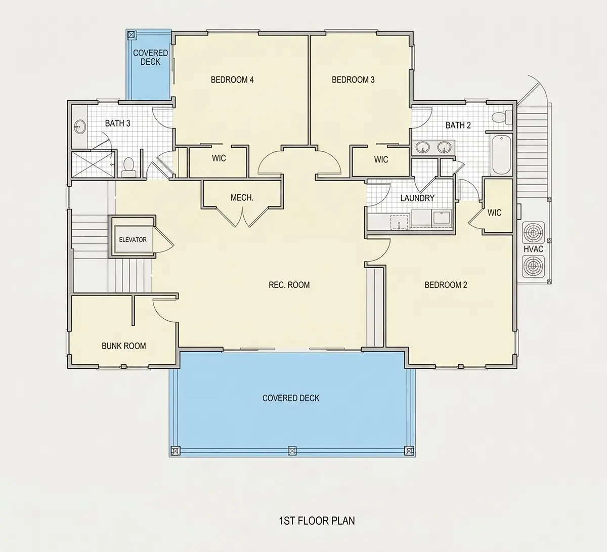Parter 10 – Proiect de casa cu 2 etaje 322 m²: 5 Dormitoare, 4 Bai, Bucatarie deschisa, Garaj — 63179R