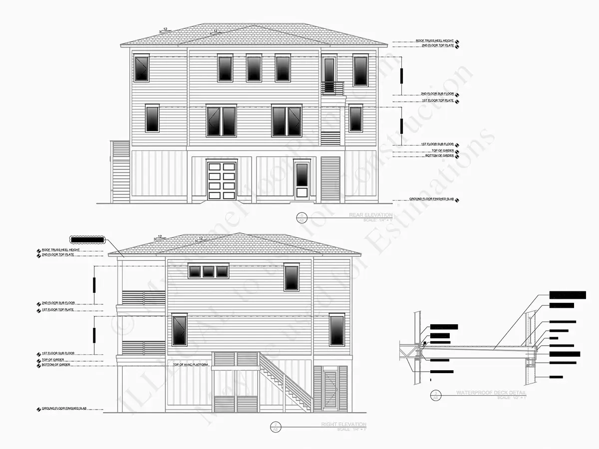 Fațade 8 – Proiect de casa cu 2 etaje 322 m²: 5 Dormitoare, 4 Bai, Bucatarie deschisa, Garaj — 63179R