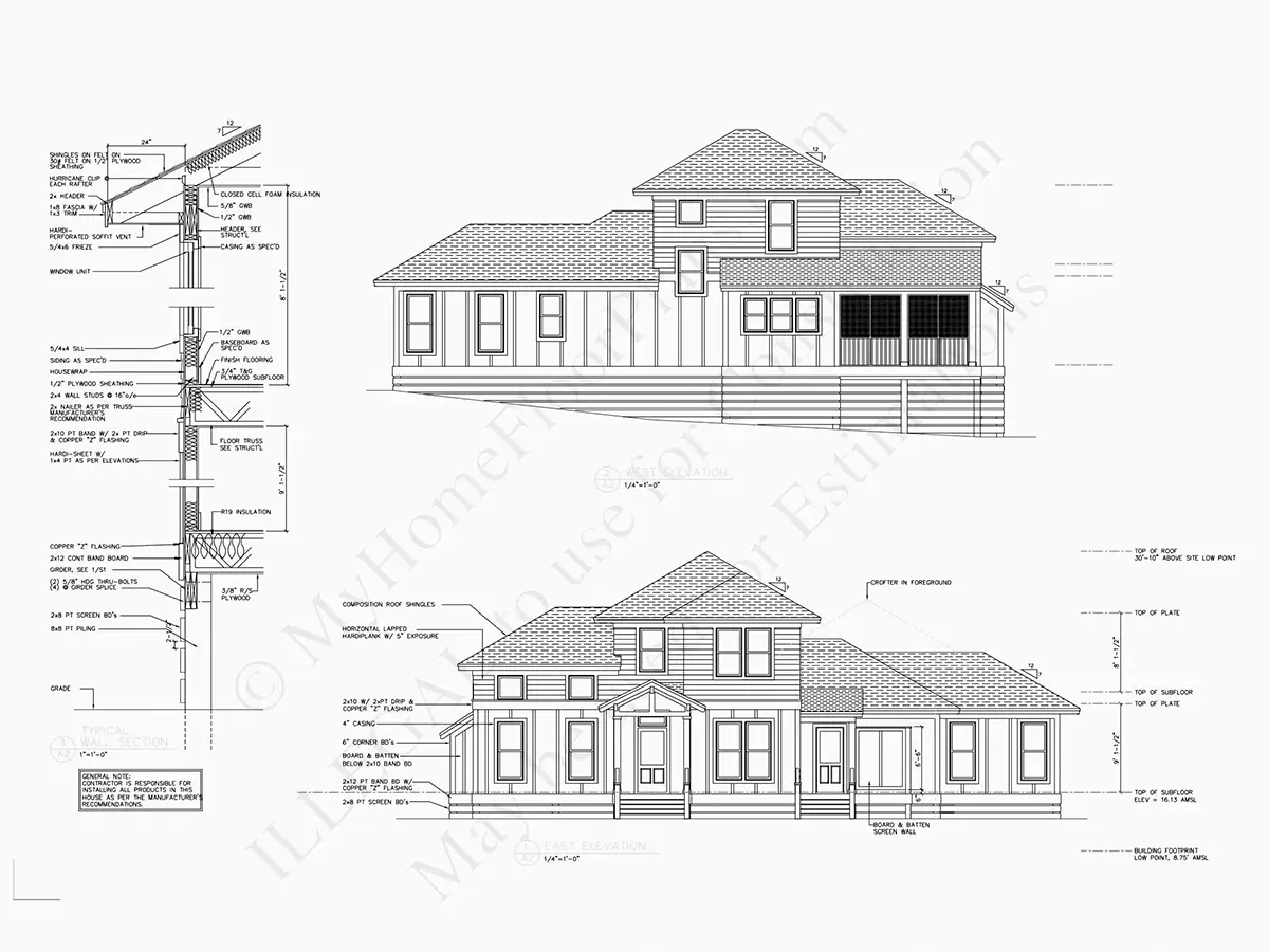 Fațade 19 – Proiect de casa cu etaj 158 m²: 4 Dormitoare, Birou, 4 Bai, Bucatarie deschisa, Garaj — 78159R