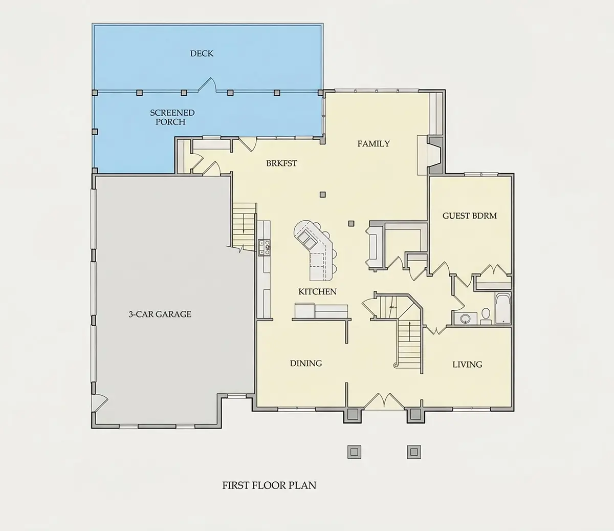 Parter 29 – Proiect de casa cu etaj 234 m²: 4 Dormitoare, Birou, 3 Bai, Bucatarie deschisa, Garaj — 20216R