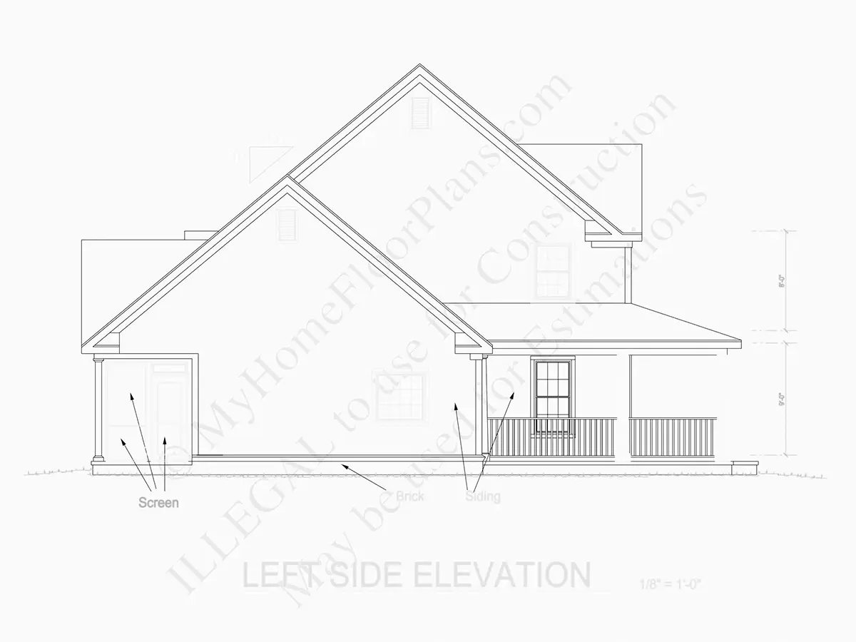 Fațade 7 – Proiect de casa cu etaj 184 m²: 3 Dormitoare, Birou, 4 Bai, Bucatarie deschisa, Garaj — 71974R