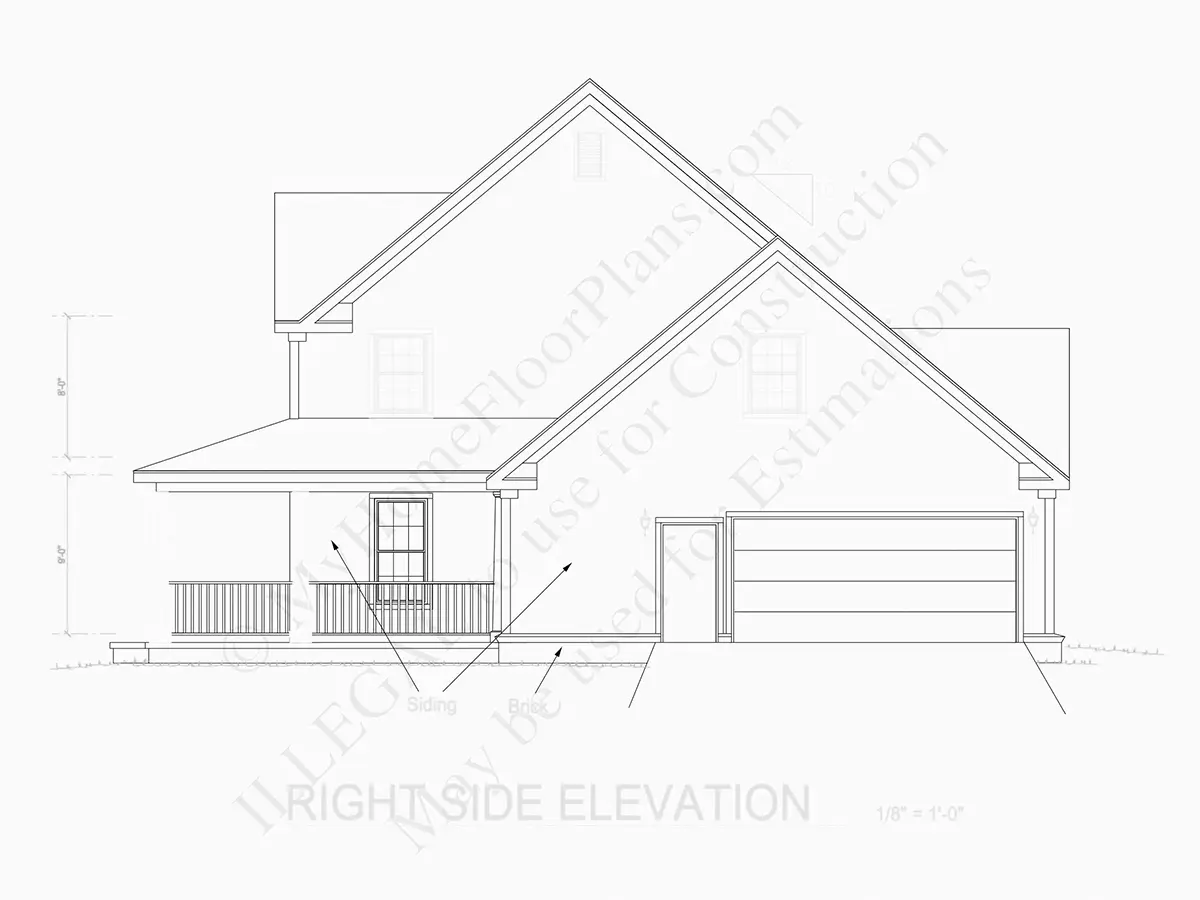 Fațade 6 – Proiect de casa cu etaj 184 m²: 3 Dormitoare, Birou, 4 Bai, Bucatarie deschisa, Garaj — 71974R