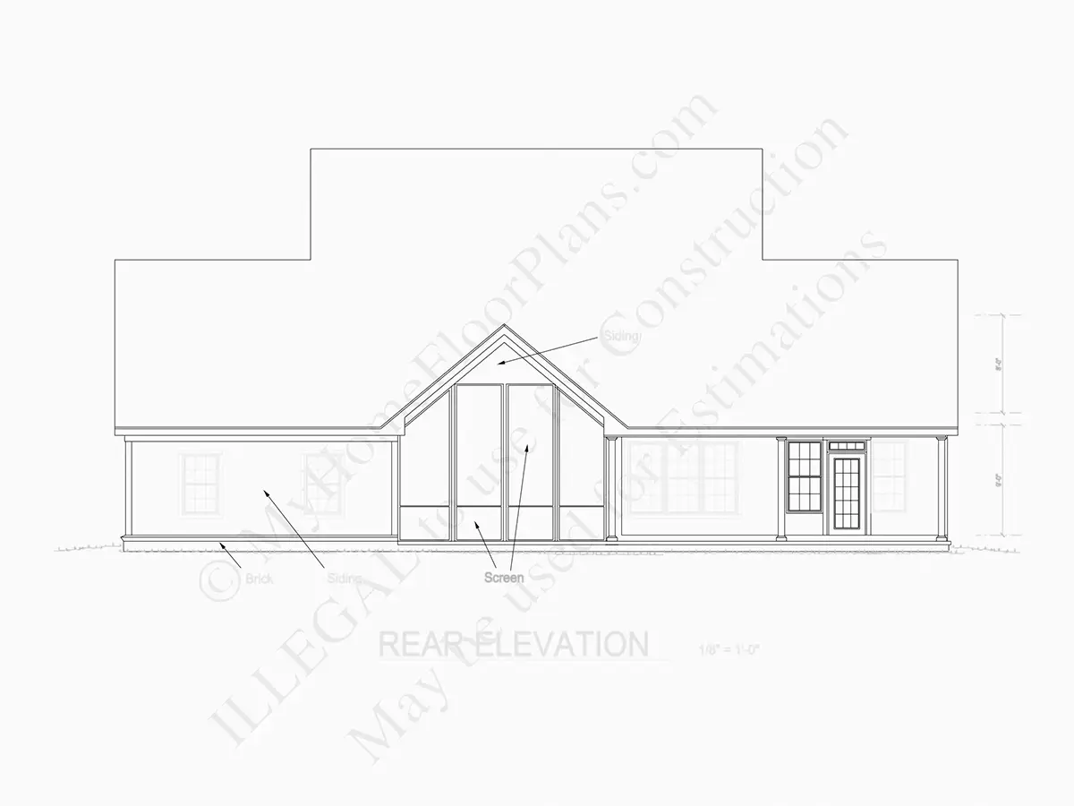Fațade 8 – Proiect de casa cu etaj 184 m²: 3 Dormitoare, Birou, 4 Bai, Bucatarie deschisa, Garaj — 71974R