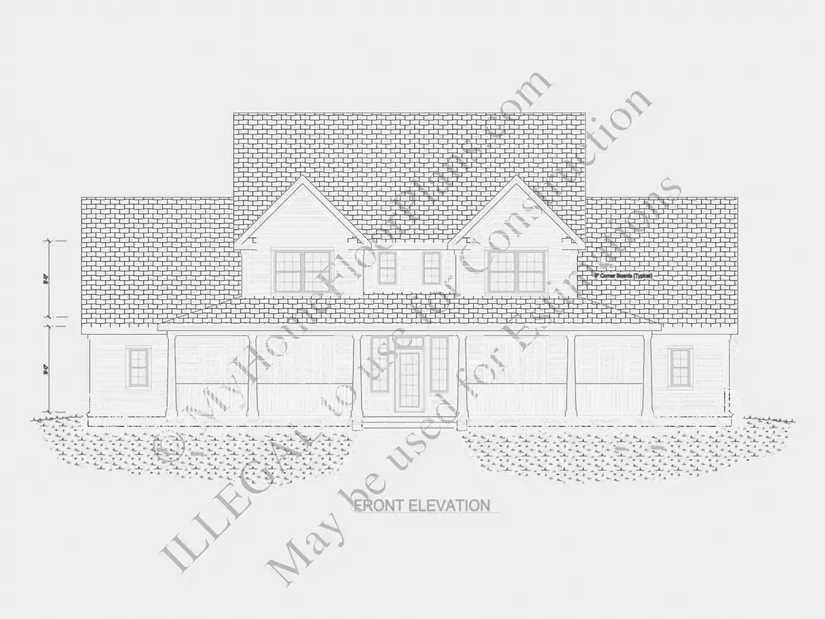 Fațade 5 – Proiect de casa cu etaj 184 m²: 3 Dormitoare, Birou, 4 Bai, Bucatarie deschisa, Garaj — 71974R