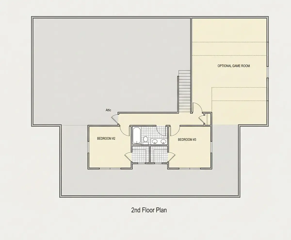 Etaj 1 10 – Proiect de casa cu etaj 184 m²: 3 Dormitoare, Birou, 4 Bai, Bucatarie deschisa, Garaj — 71974R