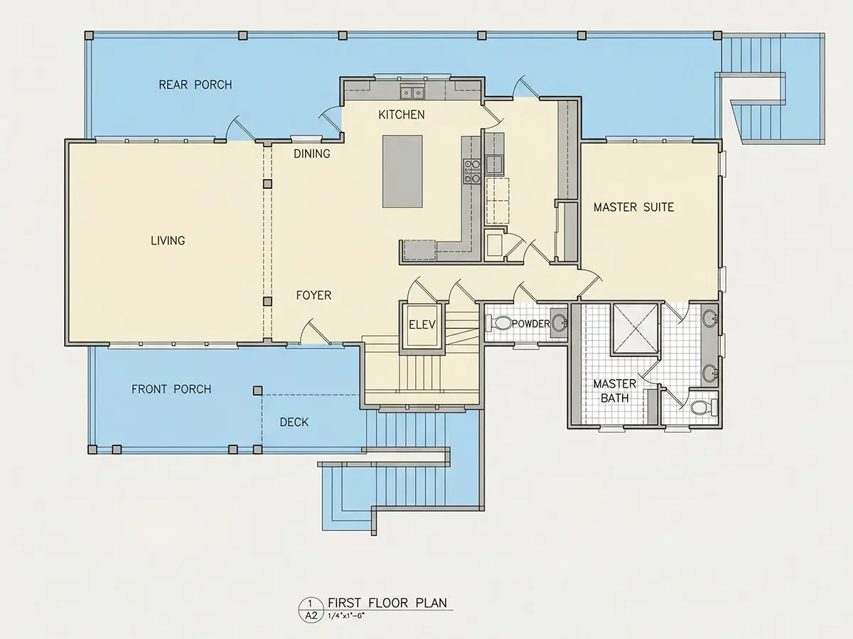 Parter 9 – Proiect de casa cu 2 etaje 341 m², 5 Dormitoare — 96890R