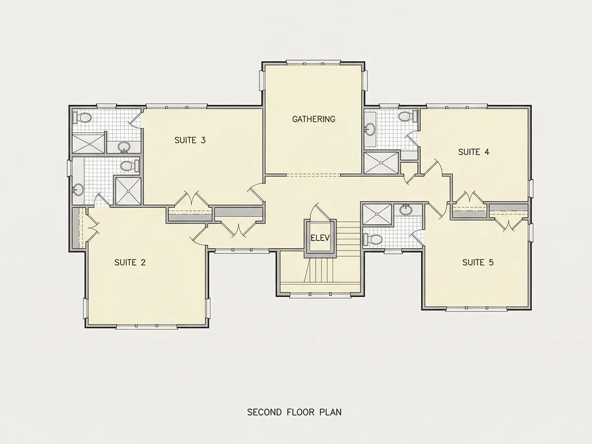 Etaj 1 10 – Proiect de casa cu 2 etaje 341 m², 5 Dormitoare — 96890R