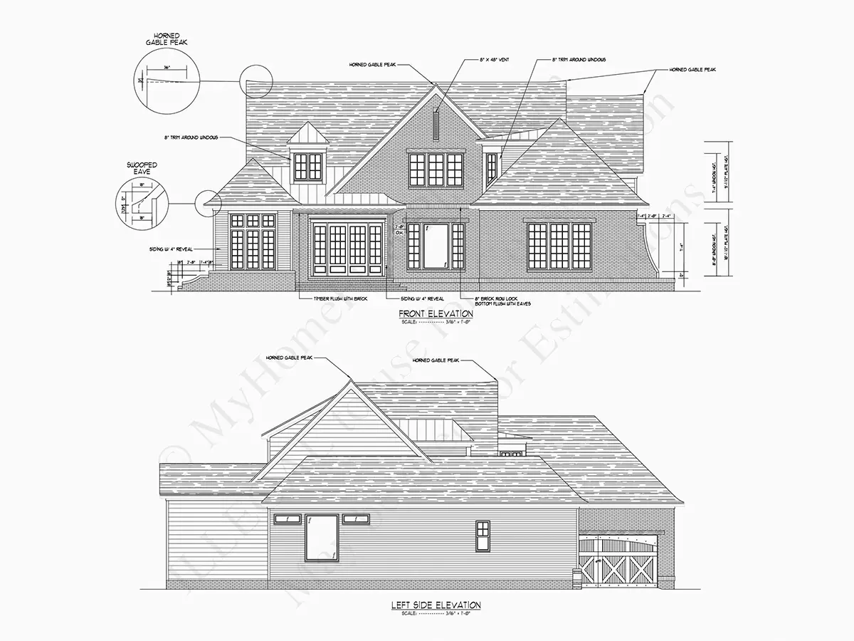 Fațade 19 – Proiect de casa parter cu mansardă 398 m², 4 Dormitoare — 43606R