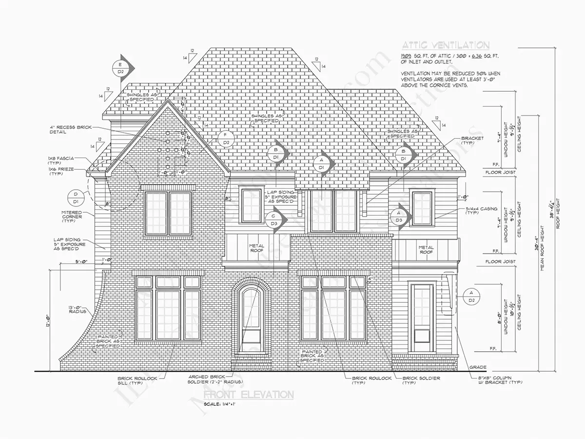 Fațade 17 – Proiect de casa cu etaj 409 m², 5 Dormitoare — 30387R