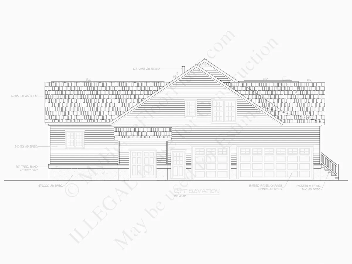 Fațade 9 – Proiect de casa parter cu mansardă 283 m², 2 Dormitoare — 79515R