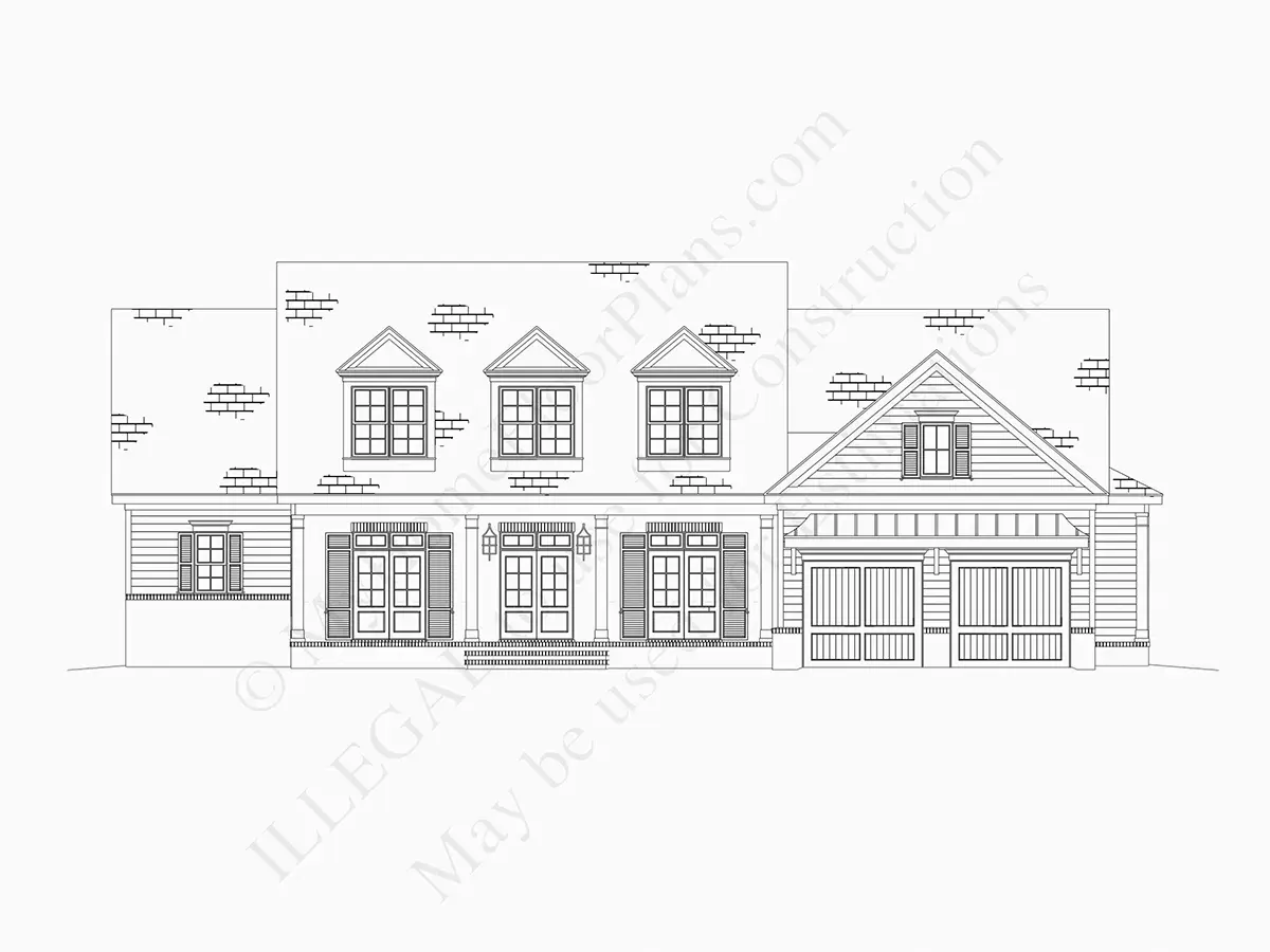 Fațade 7 – Proiect de casa parter cu mansardă 329 m², 4 Dormitoare — 45616R