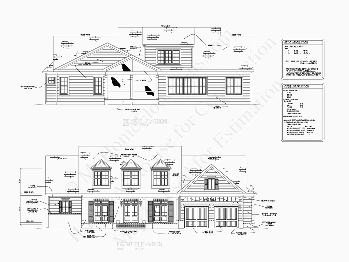 Fațade 8 – Proiect de casa parter cu mansardă 329 m², 4 Dormitoare — 45616R