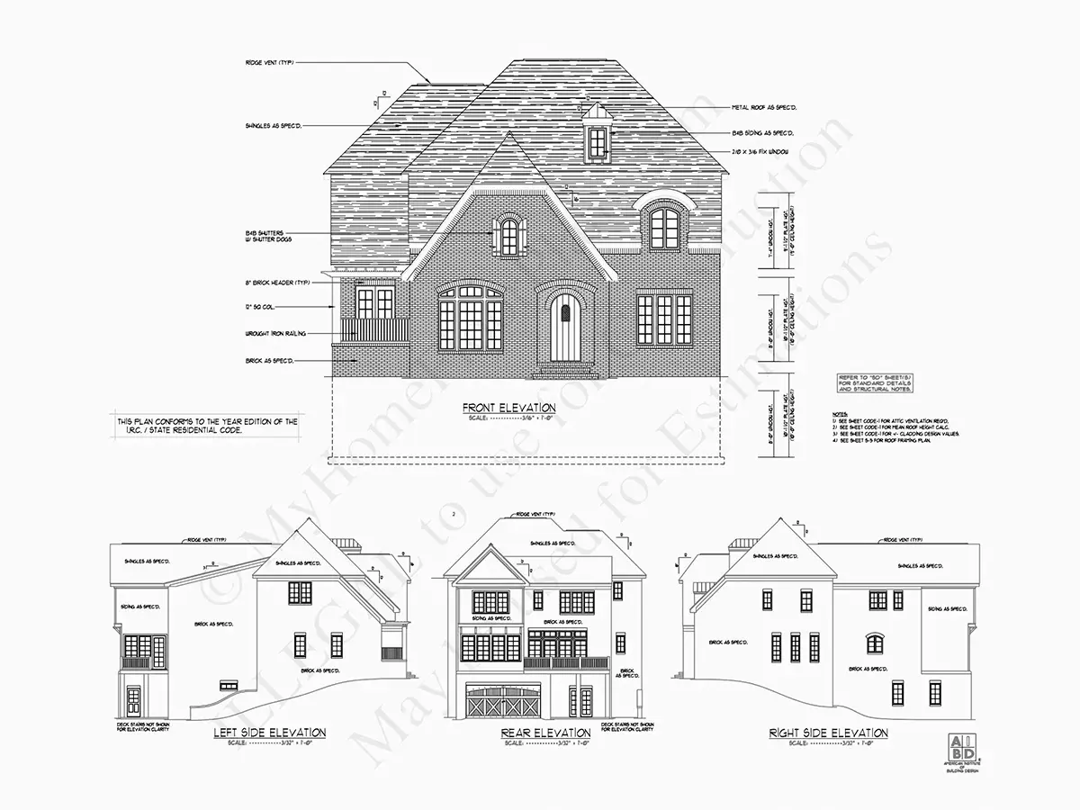 Fațade 17 – Proiect de casa cu etaj 530 m², 5 Dormitoare — 26217R
