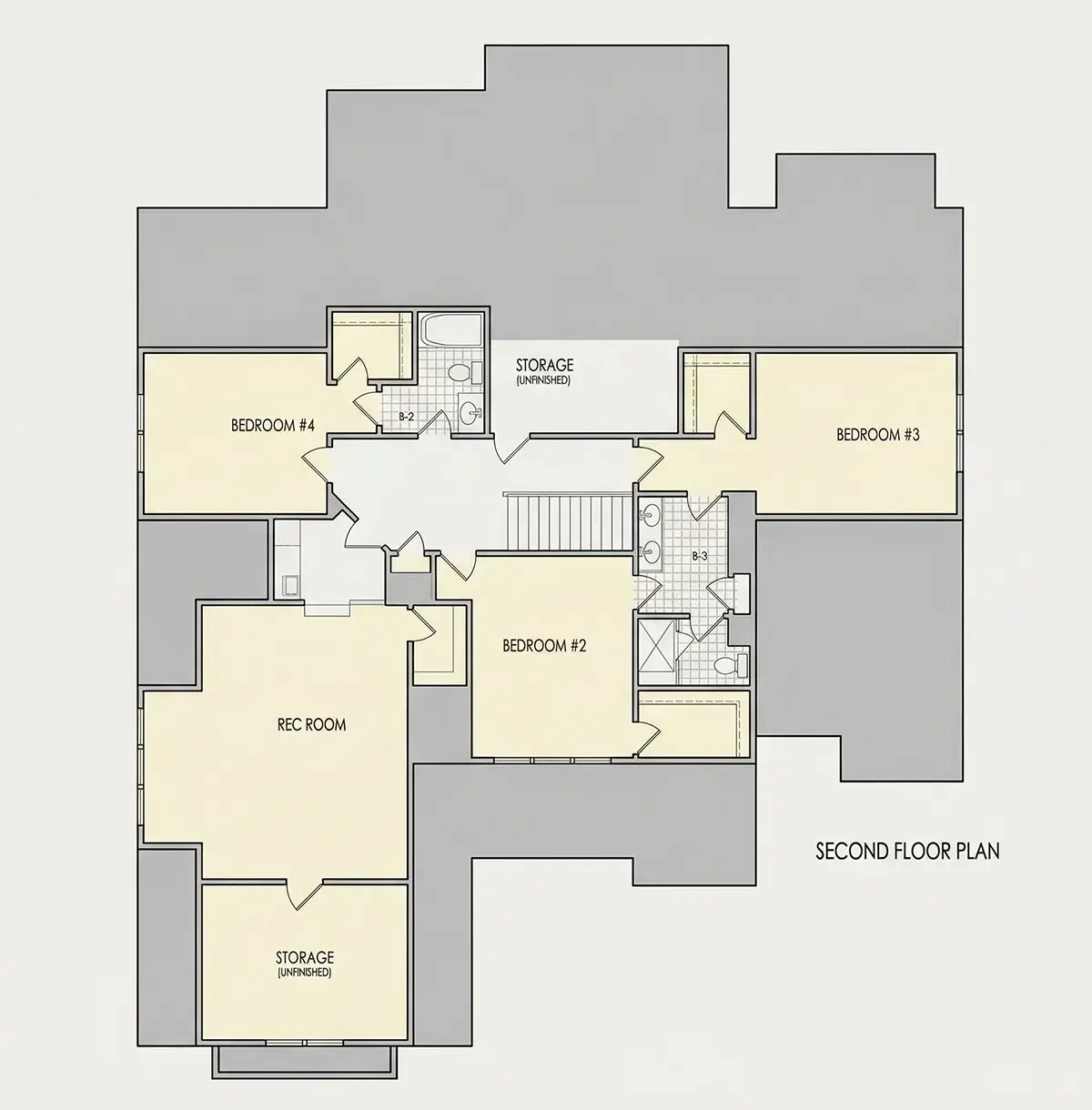 Etaj 1 25 – Proiect de casa parter cu mansardă 363 m², 5 Dormitoare — 64220R