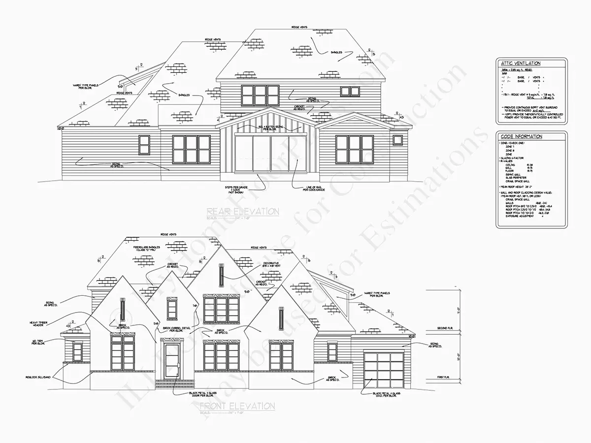 Fațade 10 – Proiect de casa cu etaj 375 m², 4 Dormitoare — 32038R