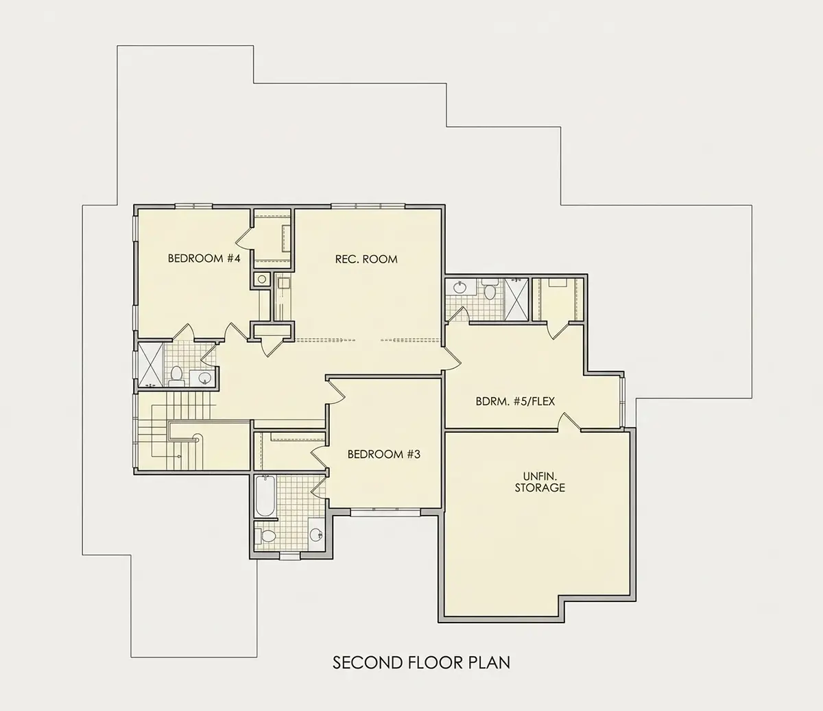 Etaj 1 13 – Proiect de casa cu etaj 375 m², 4 Dormitoare — 32038R