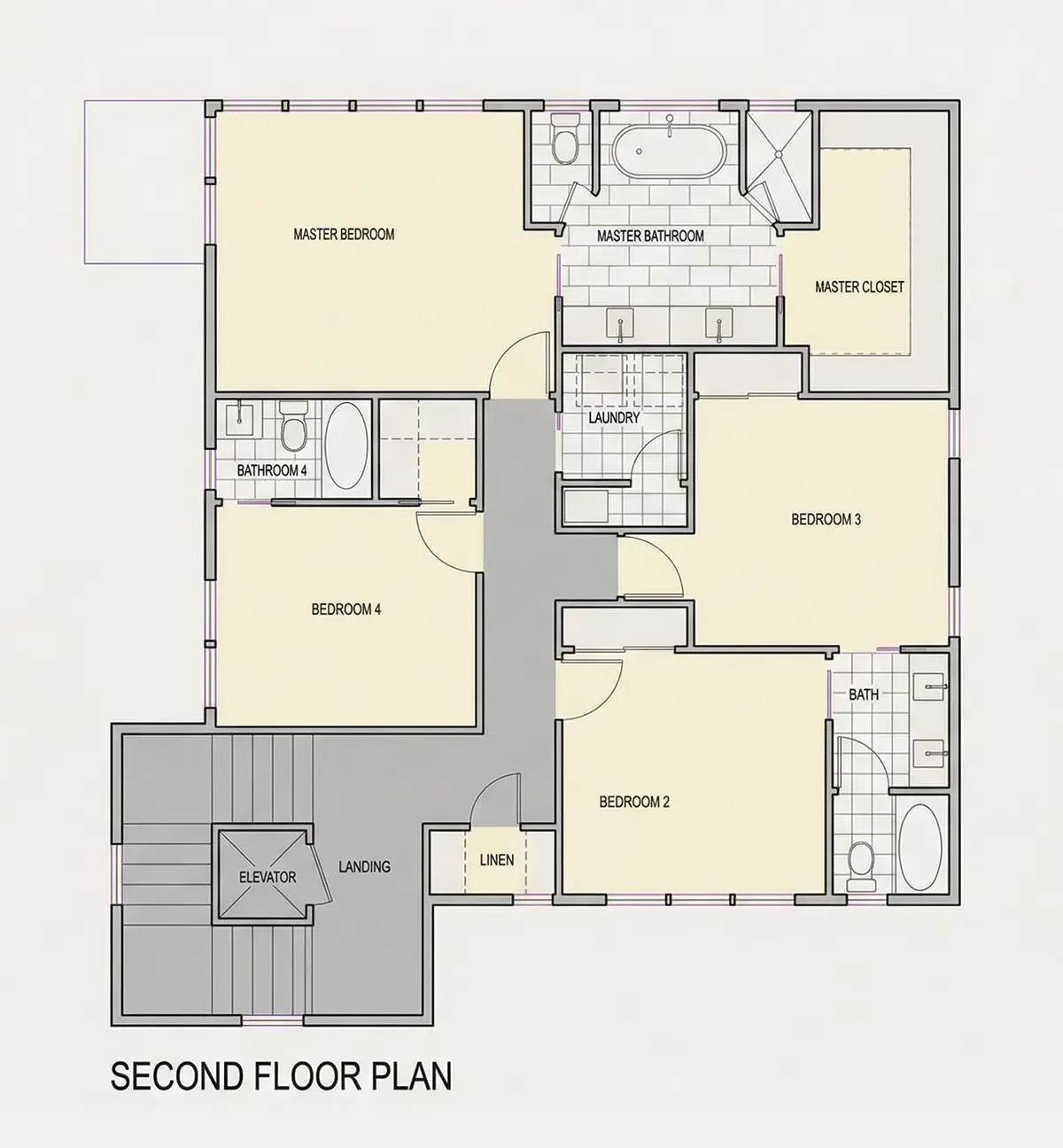 Etaj 1 26 – Proiect de casa cu 2 etaje 351 m², 5 Dormitoare — 70598R