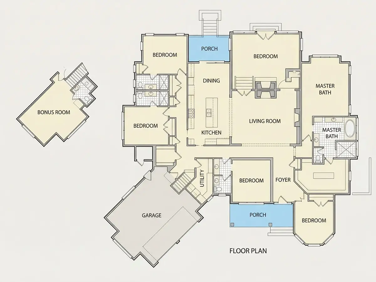 Parter 9 – Proiect de casa parter 400 m², 4 Dormitoare — 98458R