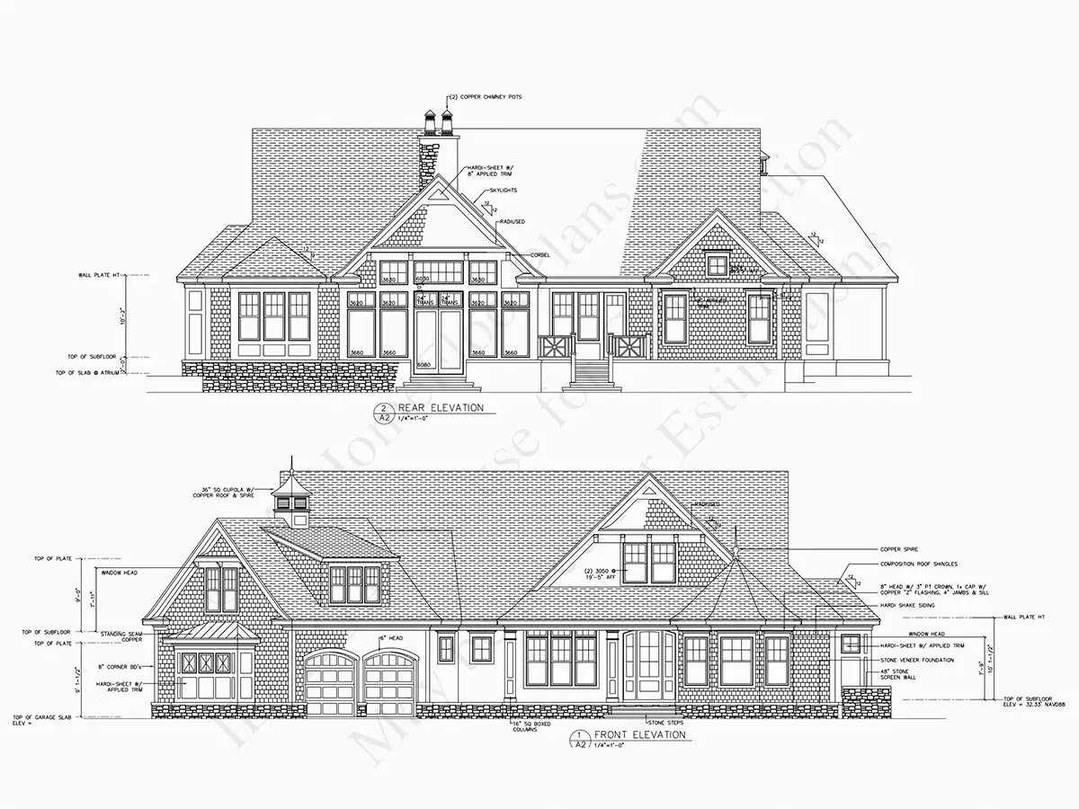Fațade 7 – Proiect de casa parter 400 m², 4 Dormitoare — 98458R