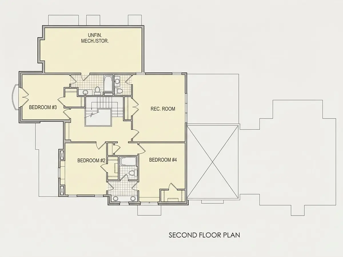 Etaj 1 2 – Proiect de casa cu etaj 360 m², 4 Dormitoare — 94639R
