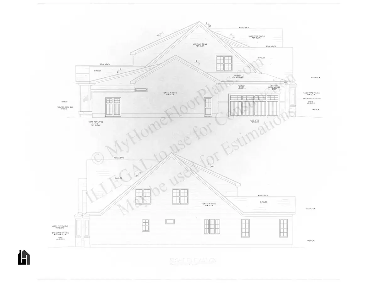 Fațade 10 – Proiect de casa parter cu mansardă 429 m², 6 Dormitoare — 85530R