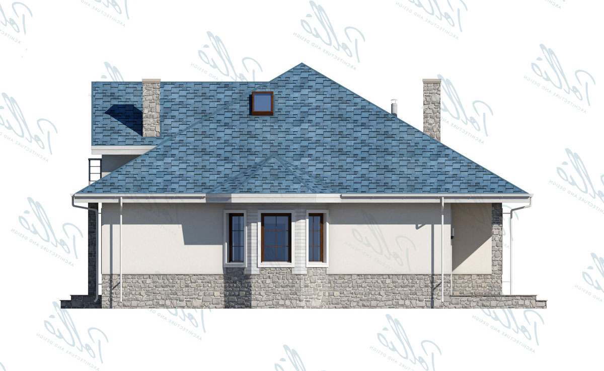 Proiect de casa parter cu mansardă 164 m²: 4 Dormitoare, Birou, 3 Bai, Bucatarie deschisa, fara Garaj