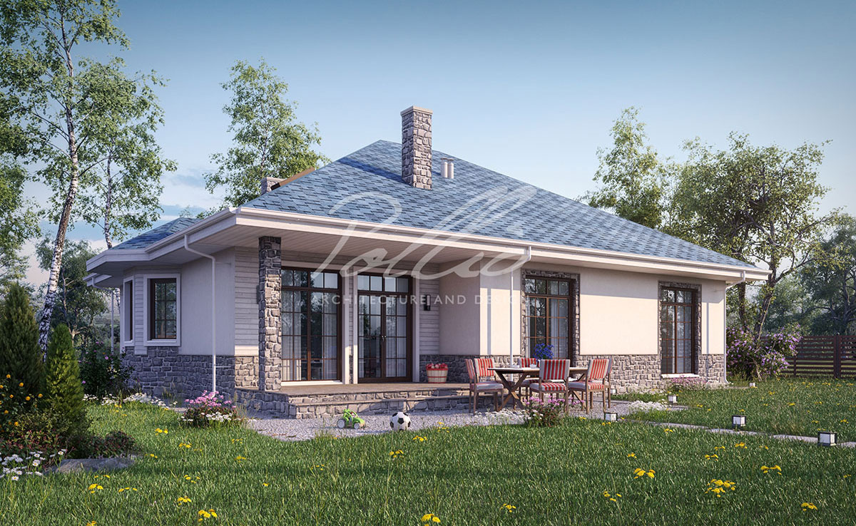 Proiect de casa parter cu mansardă 164 m²: 4 Dormitoare, Birou, 3 Bai, Bucatarie deschisa, fara Garaj