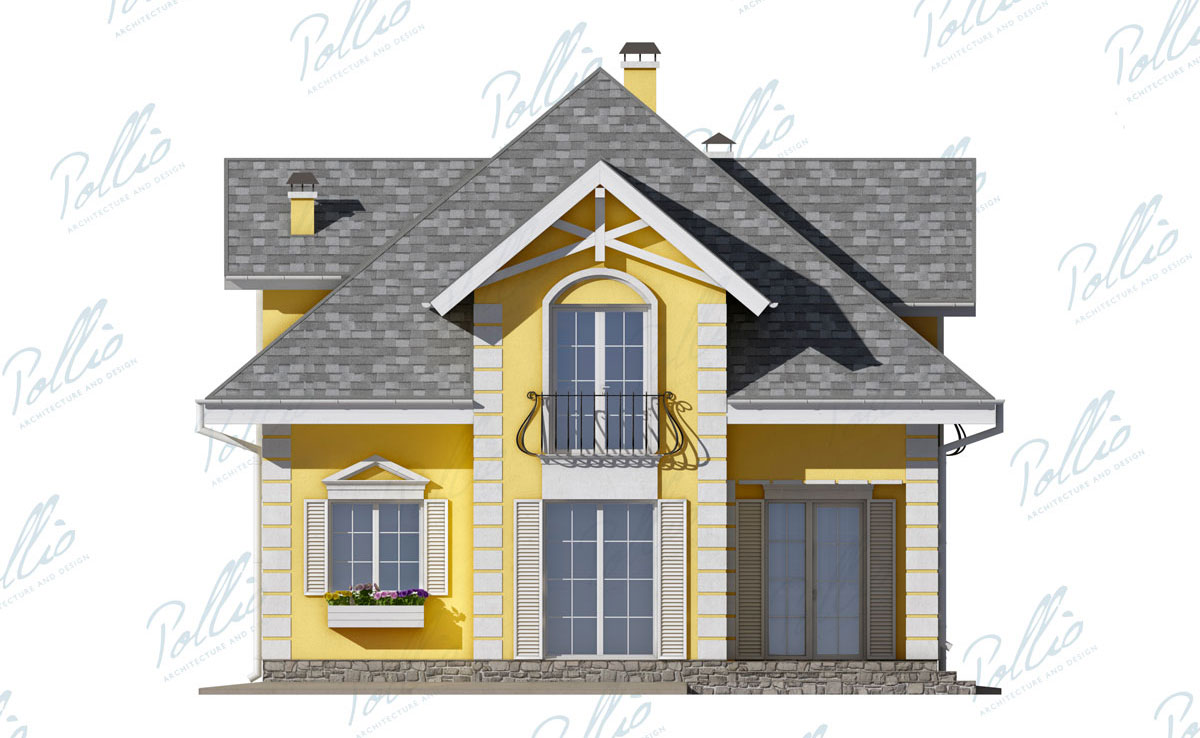Proiect de casa parter cu mansardă 170 m²: 4 Dormitoare, 4 Bai, Bucatarie deschisa, fara Garaj