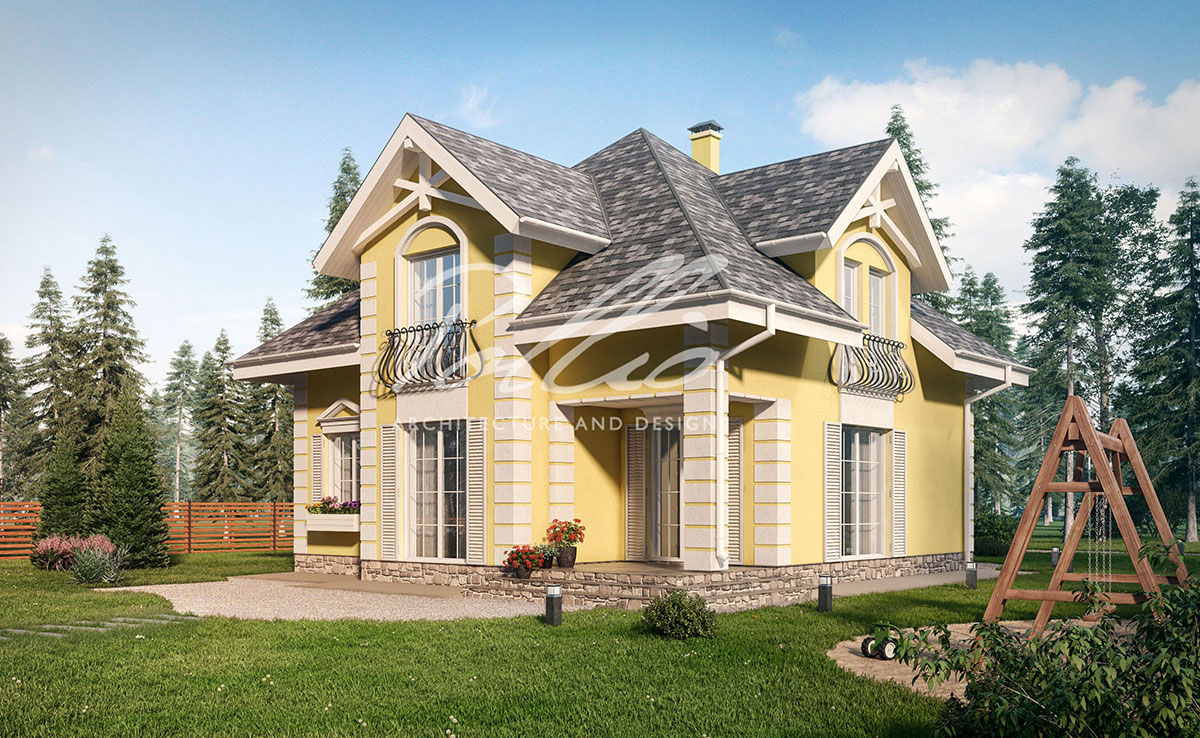 Proiect de casa parter cu mansardă 170 m²: 4 Dormitoare, 4 Bai, Bucatarie deschisa, fara Garaj