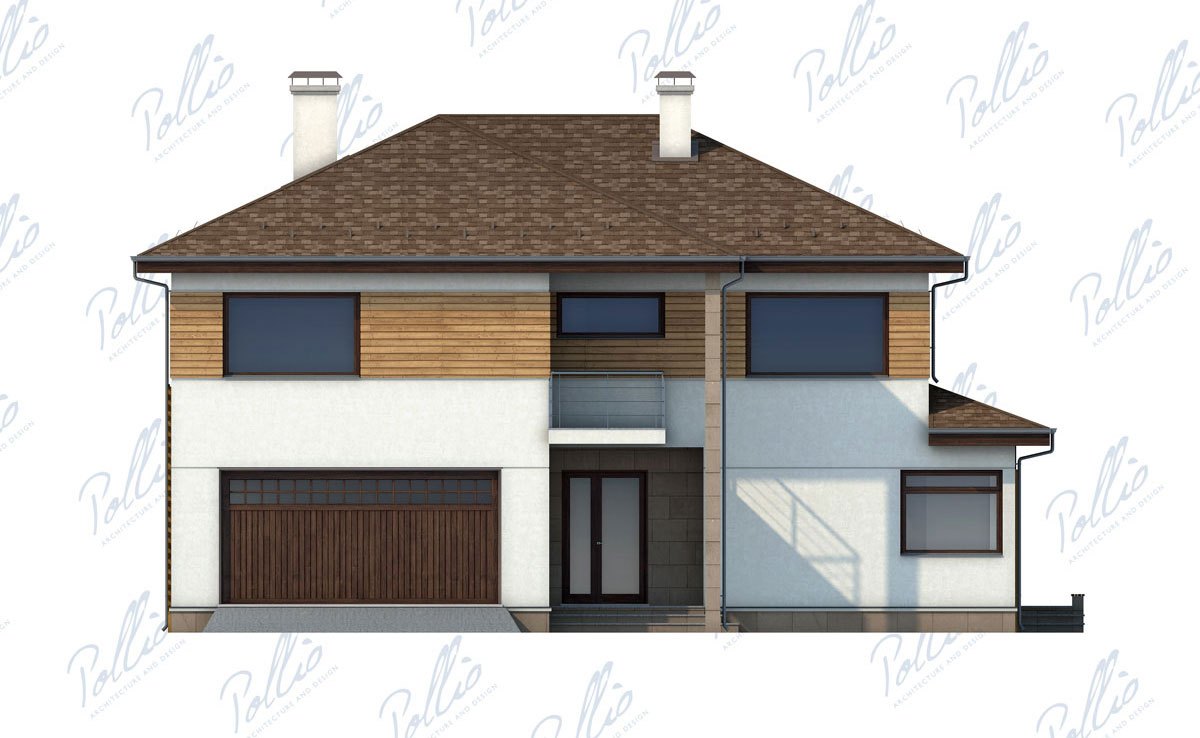 Proiect de casa cu etaj 234 m²: 3 Dormitoare, Birou, 3 Bai, Bucatarie deschisa, Garaj