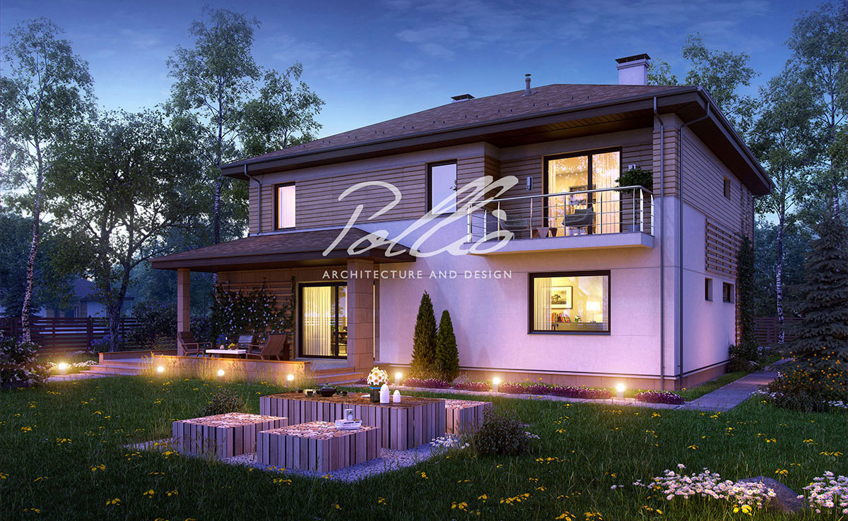 Proiect de casa cu etaj 234 m²: 3 Dormitoare, Birou, 3 Bai, Bucatarie deschisa, Garaj
