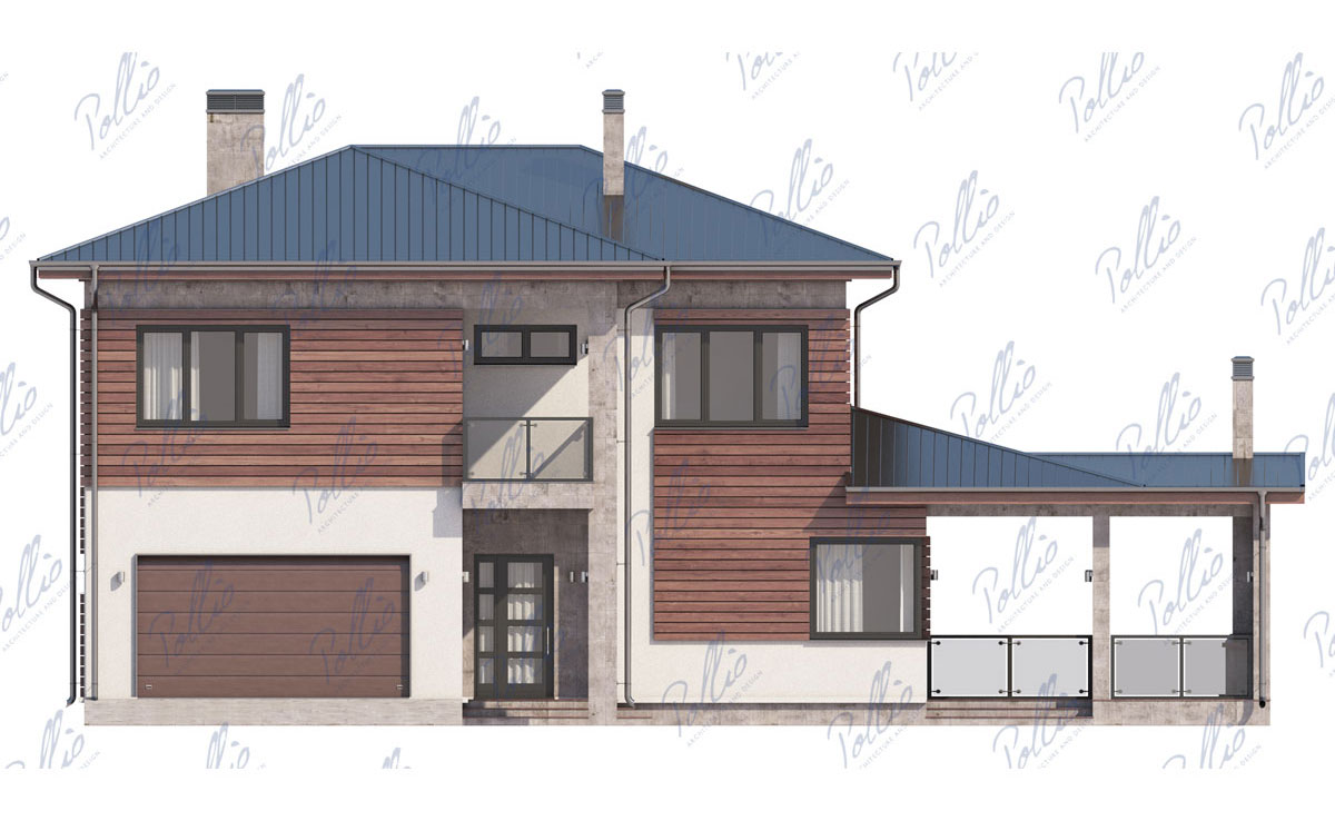 Proiect de casa cu etaj 236 m²: 4 Dormitoare, Birou, 3 Bai, Bucatarie deschisa, Garaj