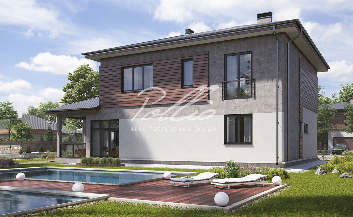 Proiect de casa cu etaj 236 m²: 4 Dormitoare, Birou, 3 Bai, Bucatarie deschisa, Garaj