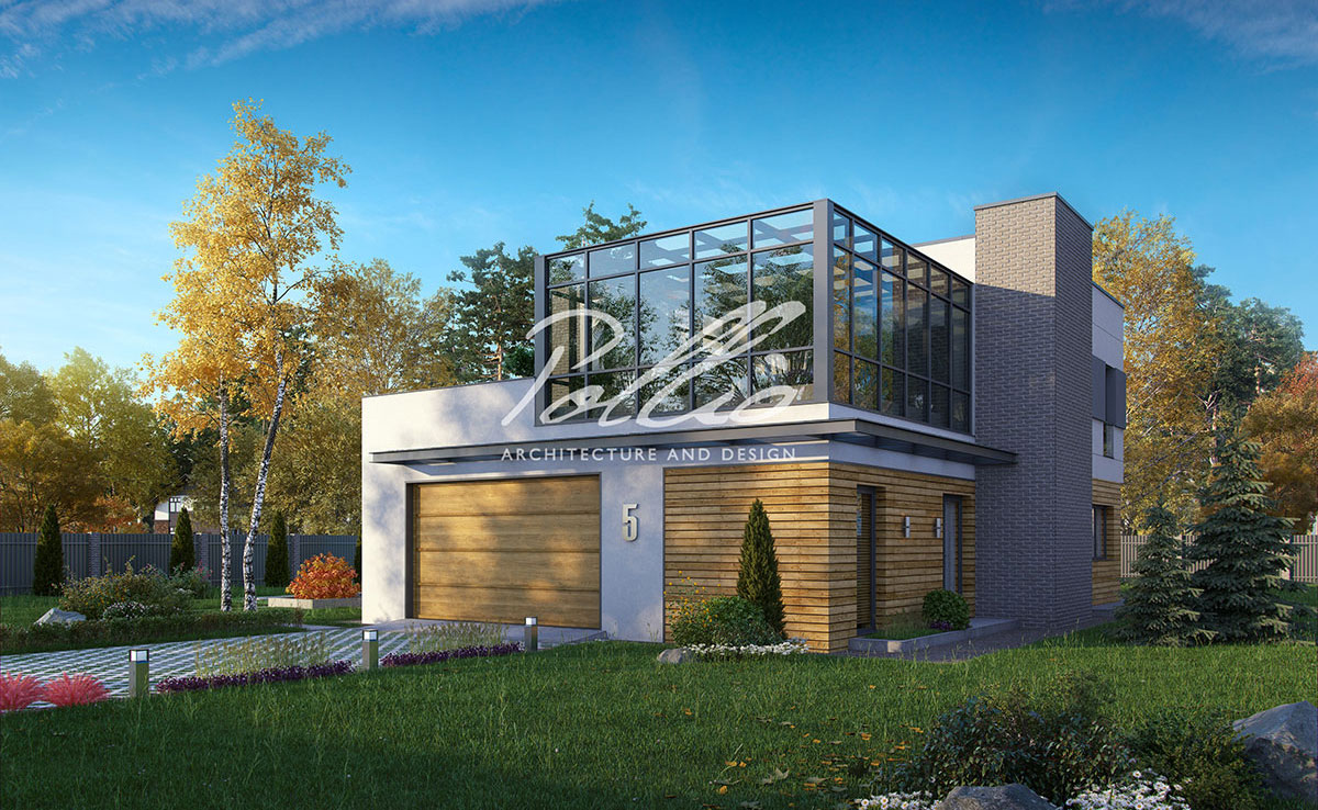 Proiect de casa cu etaj 216 m²: 3 Dormitoare, Birou, 3 Bai, Bucatarie deschisa, Garaj