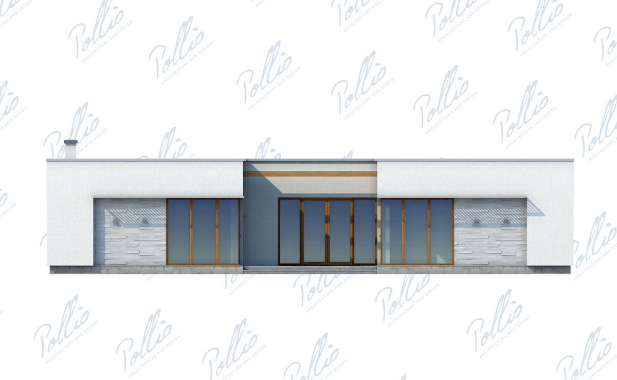 Proiect de casa parter 233 m²: 3 Dormitoare, Birou, 3 Bai, Bucatarie deschisa, Garaj