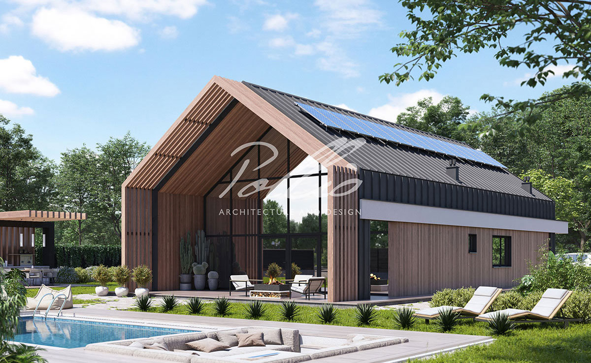 Proiect de casa 195 m²: Parter cu mansardă, 4 Dormitoare, 2 Bai, Bucatarie deschisa
