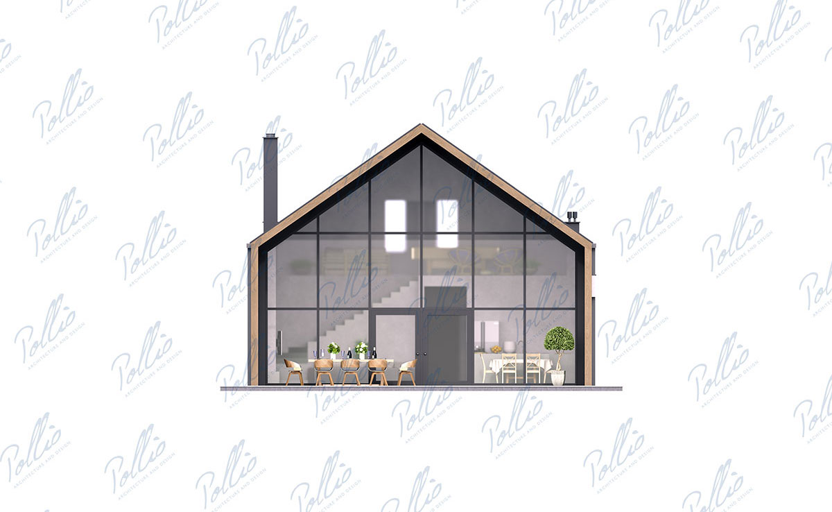 Proiect de casa 195 m²: Parter cu mansardă, 4 Dormitoare, 2 Bai, Bucatarie deschisa