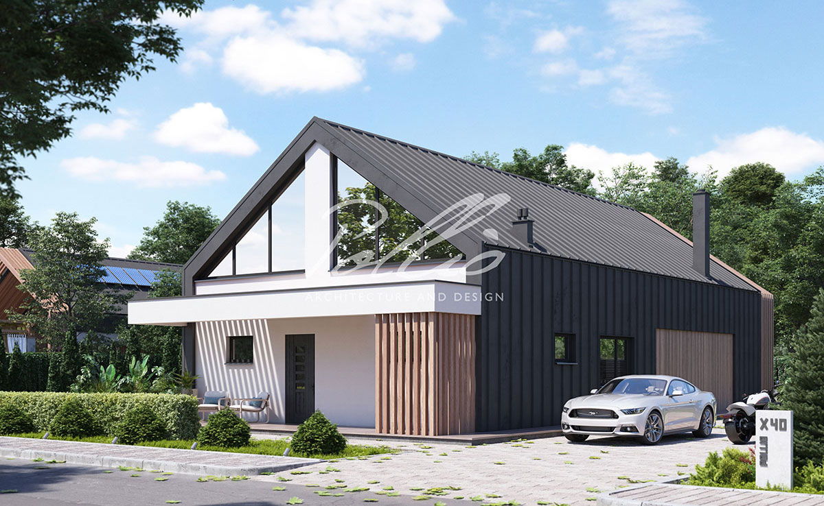 Proiect de casa 195 m²: Parter cu mansardă, 4 Dormitoare, 2 Bai, Bucatarie deschisa
